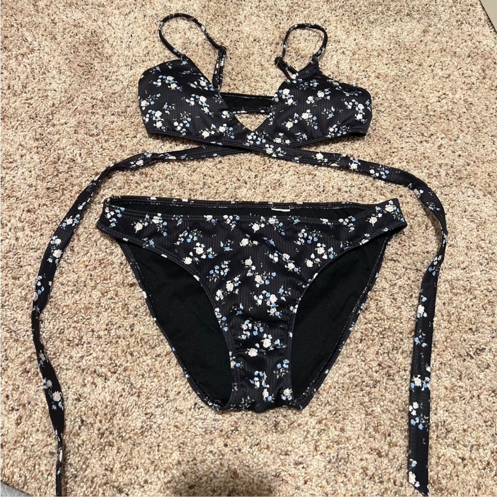 Floral Black Bikini Set